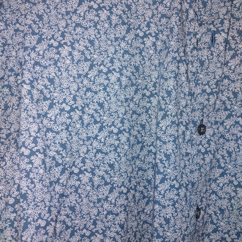 Express Blue Button Down with Floral Pattern - Picture 2 of 2